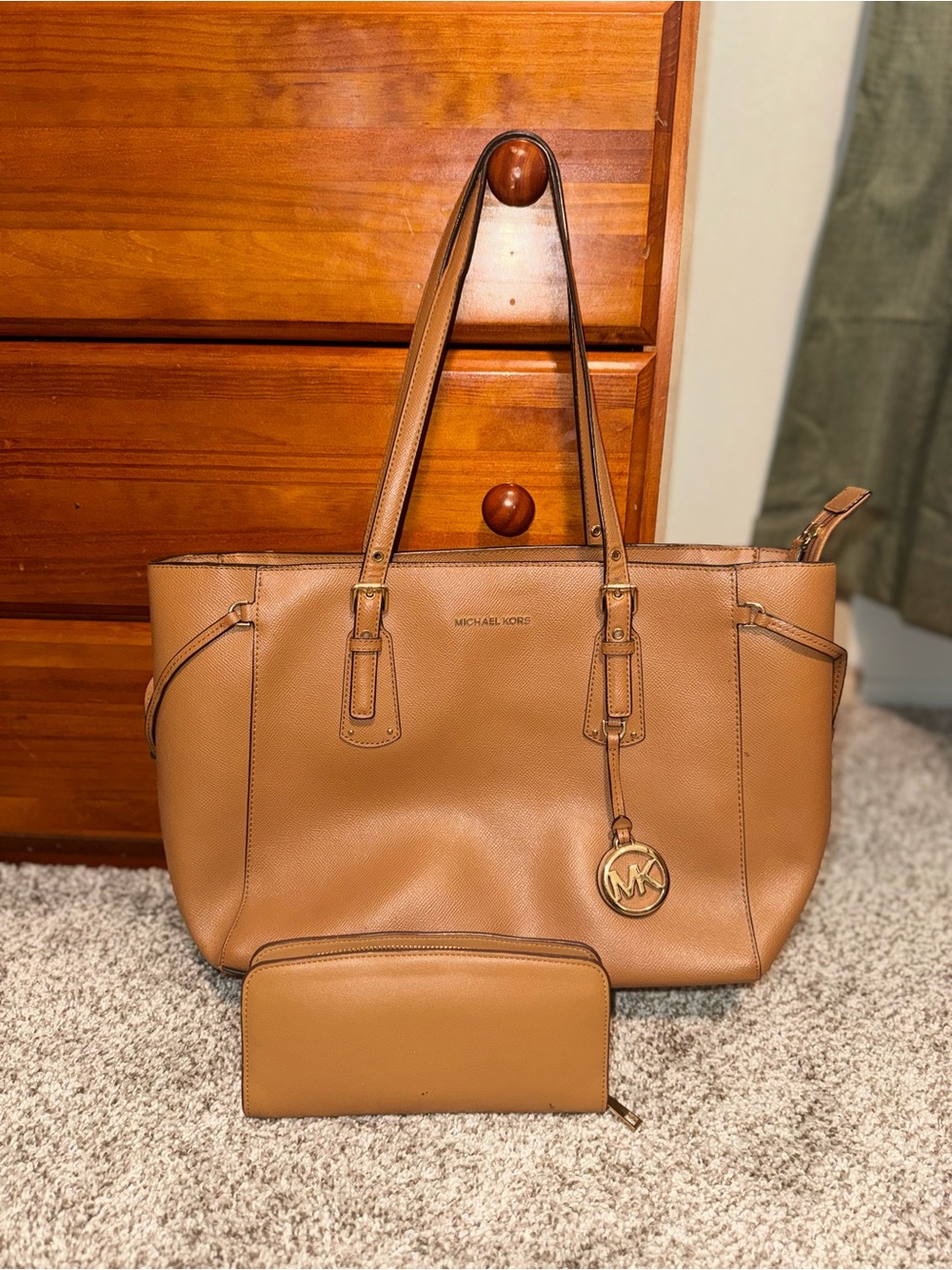 Michael Kors Cognac Leather Tote with Matching Wallet